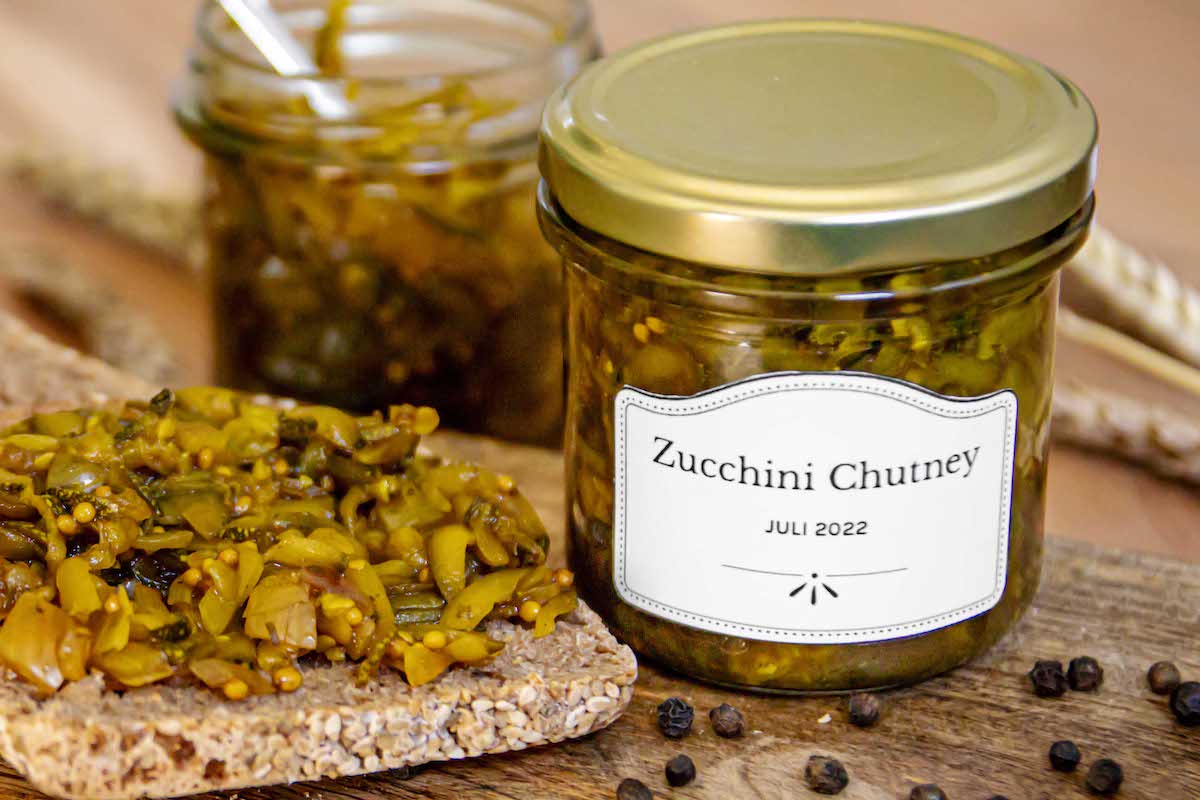 Eigenes Etikett für Zucchini Chutney